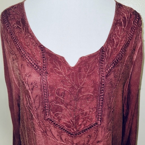 Lapogee Embroidered 3/4 Sleeve Pullover Top, Sz Lg (see measurements) - Picture 4 of 9